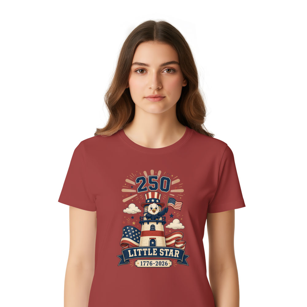 Cartoon Cute Bald Eagle Patriotic Graphic T-Shirt