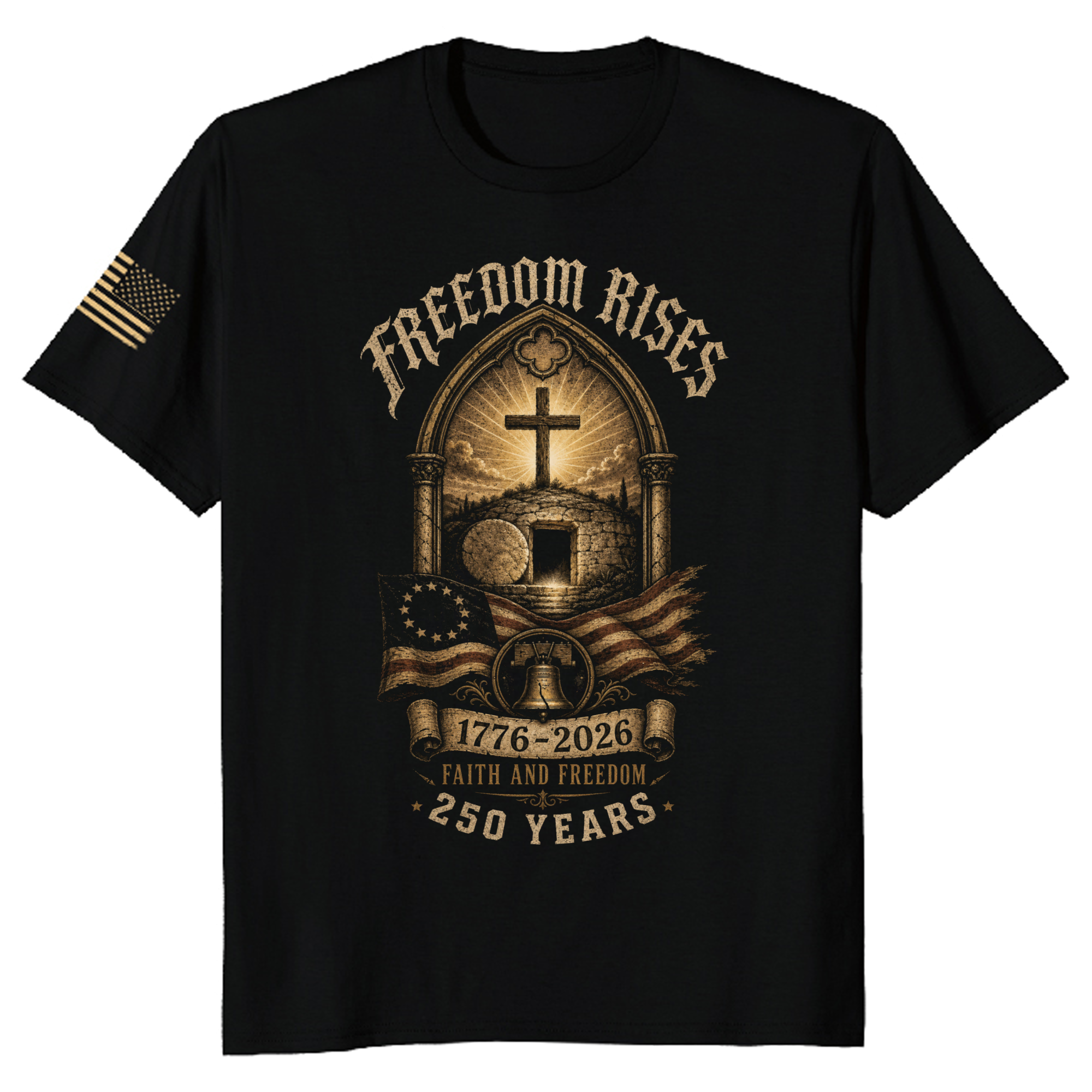 Patriotic Cross Patriot T-Shirt - Independence Day Faith Gift