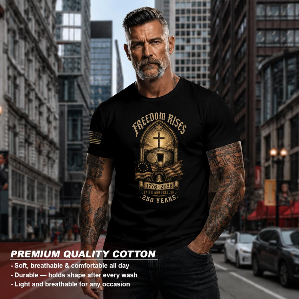 Patriotic Cross Patriot T-Shirt - Independence Day Faith Gift