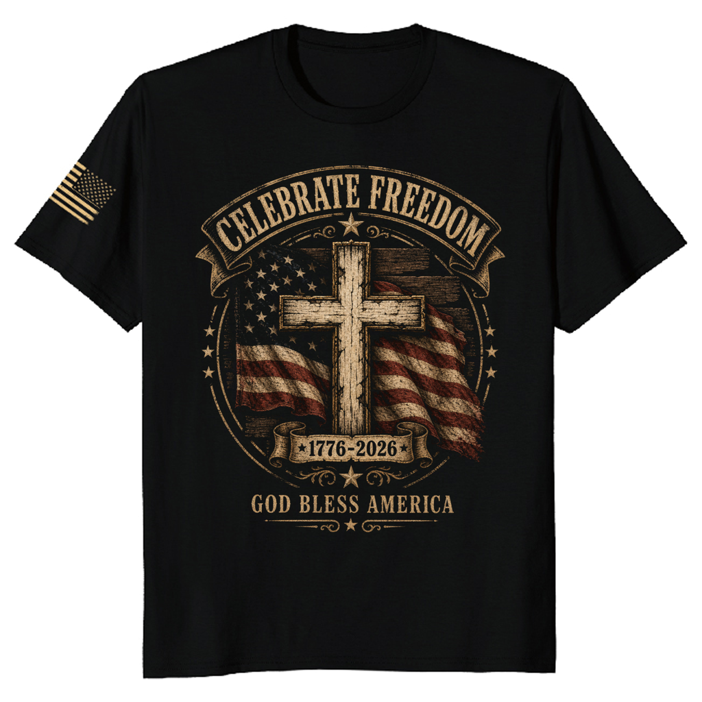 Patriotic Cross Patriot T-Shirt - Faith and Independence Day Gift