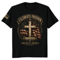 Patriotic Cross Patriot T-Shirt - Faith and Independence Day Gift