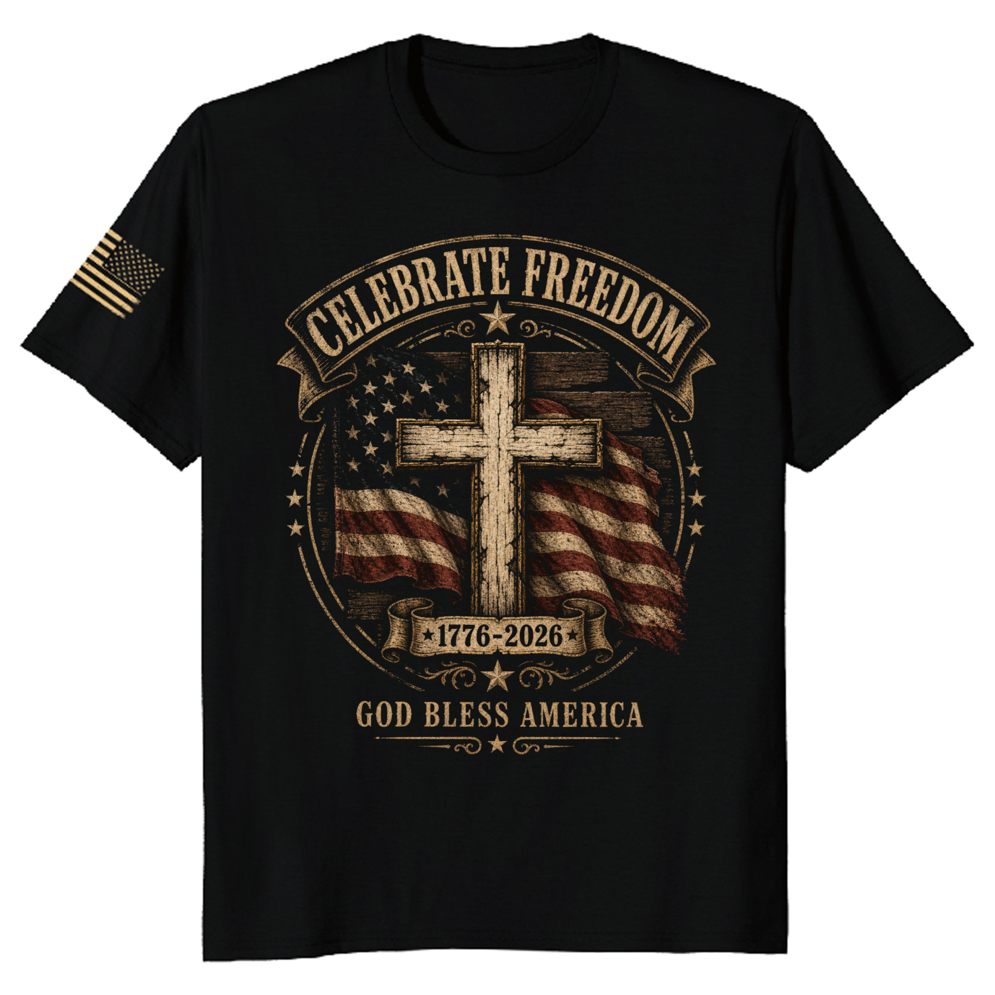 Patriotic Cross Patriot T-Shirt - Faith and Independence Day Gift