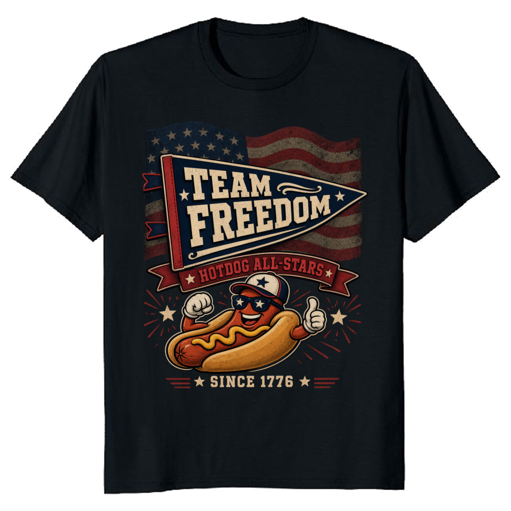 Patriotic Hot Dog Graphic T-Shirt