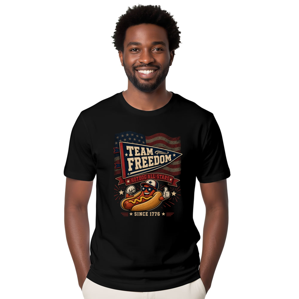 Patriotic Hot Dog Graphic T-Shirt