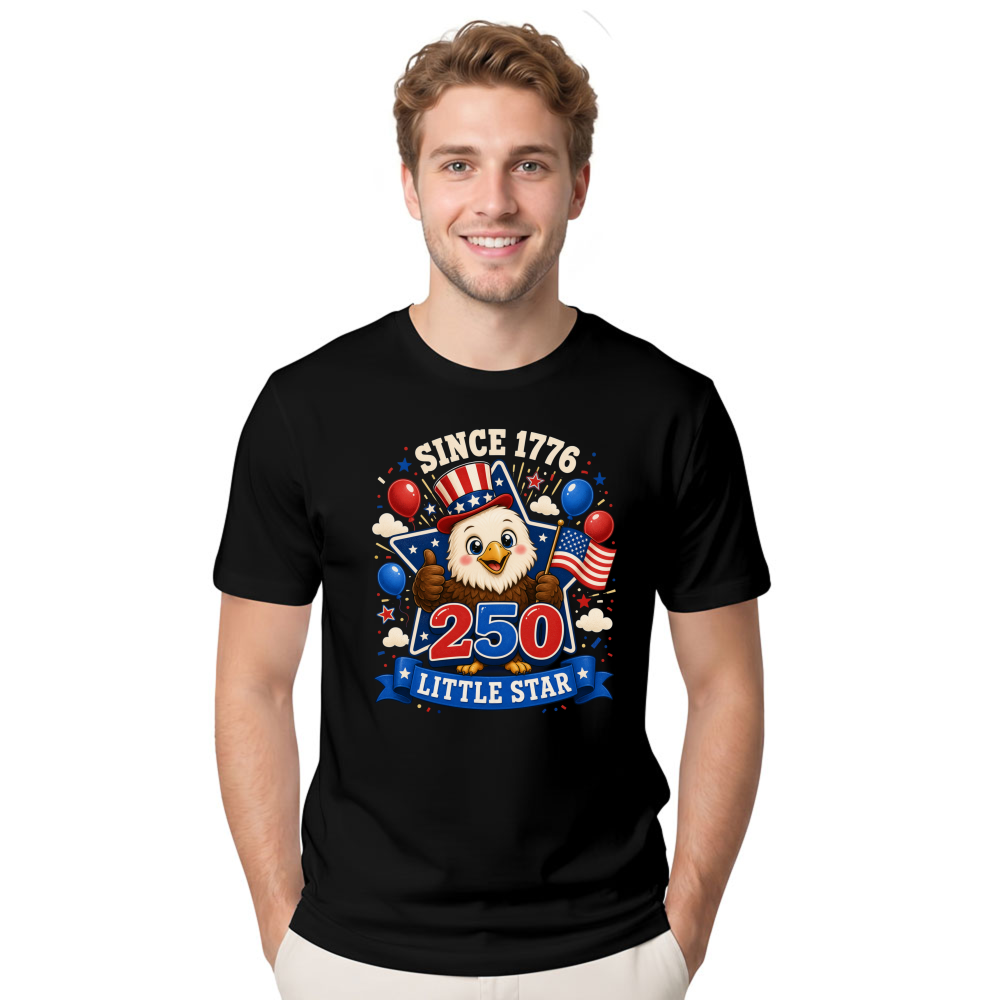 Cute Cartoon Eagle Patriotic Graphic T-Shirt