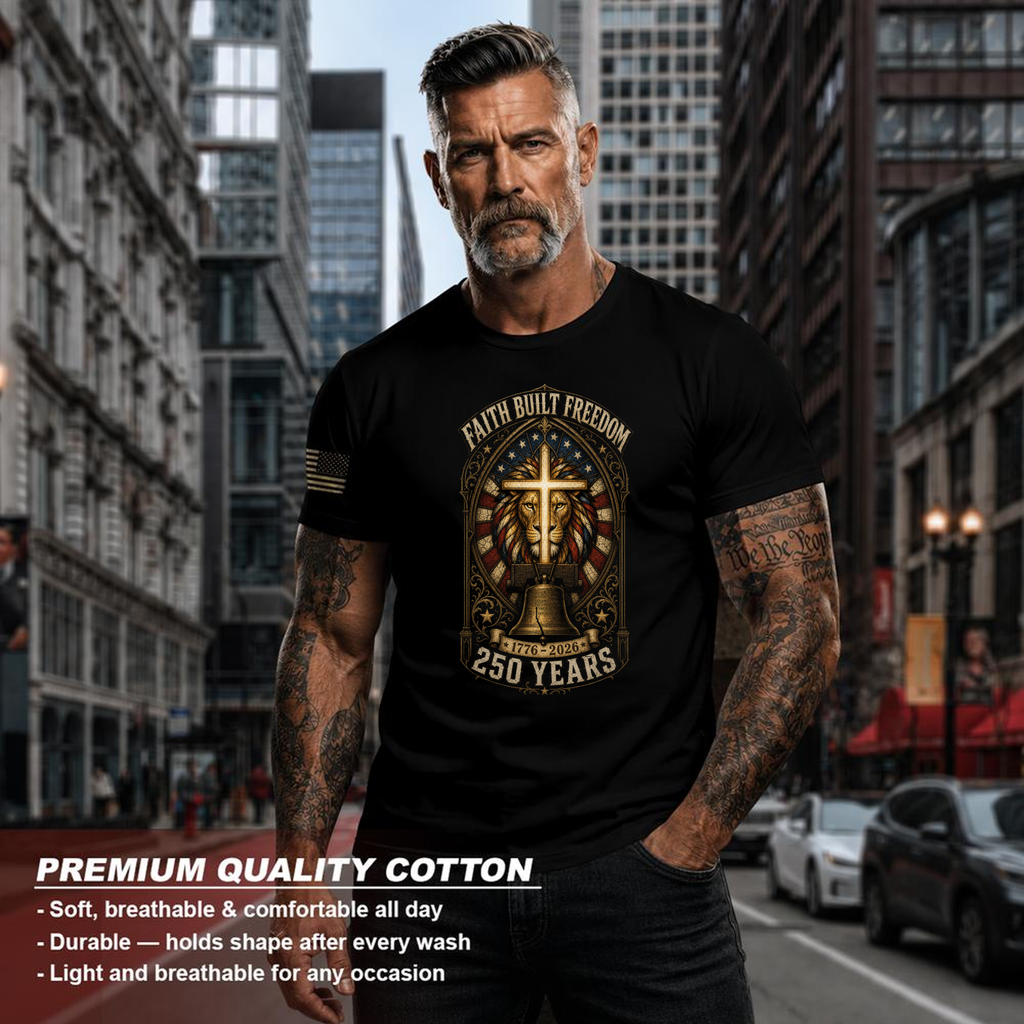 Patriotic Cross Patriot T-Shirt - Independence Day Faith Gift