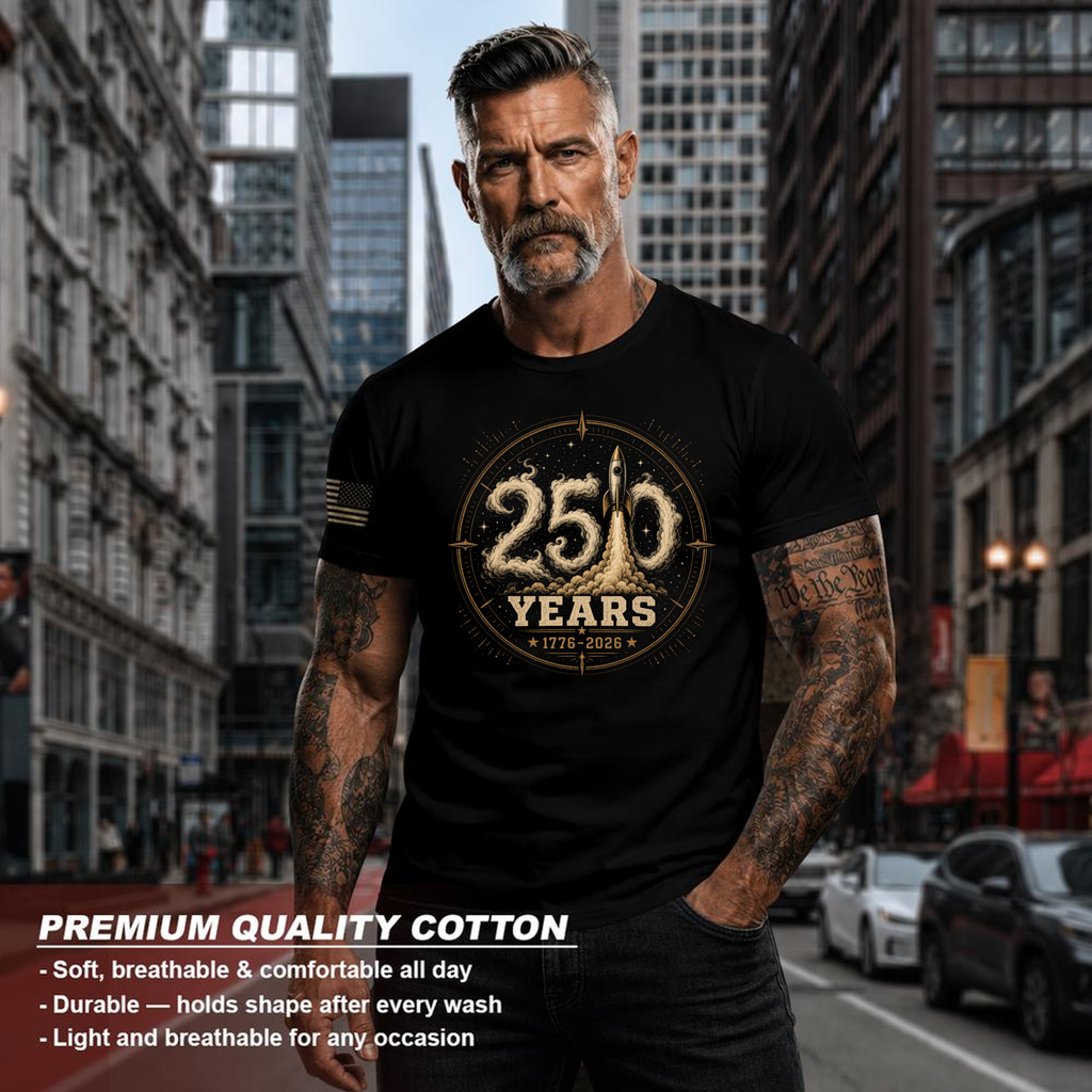 Patriotic Basic Flag-Inspired Graphic T-Shirt