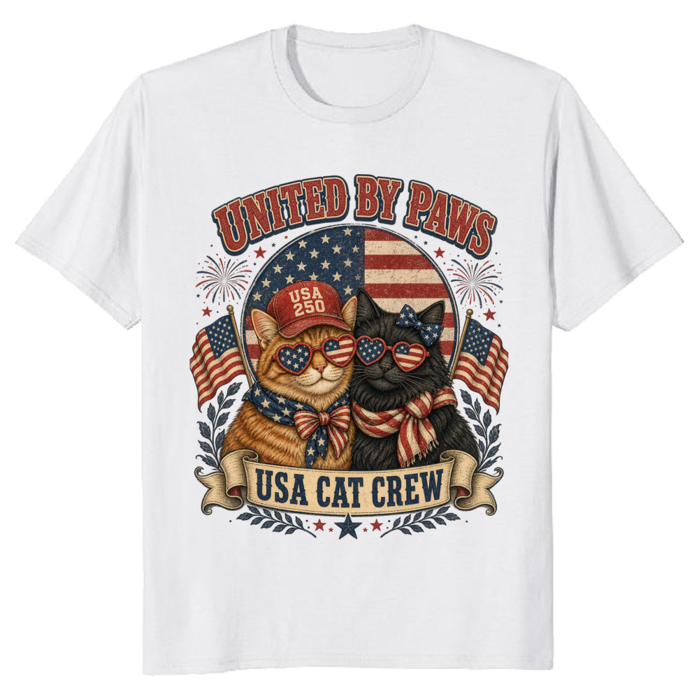 Patriotic Cat Graphic T-Shirt - Gift for Cat Lovers