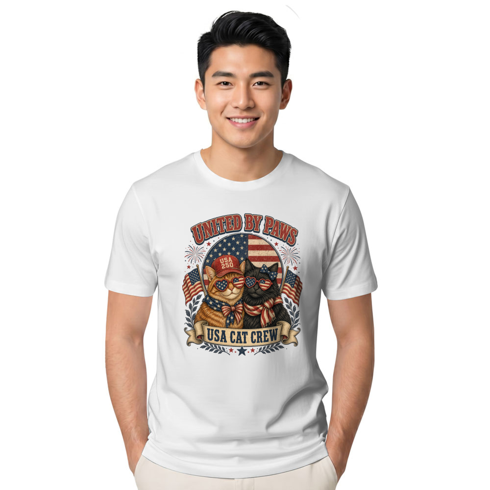 Patriotic Cat Graphic T-Shirt - Gift for Cat Lovers