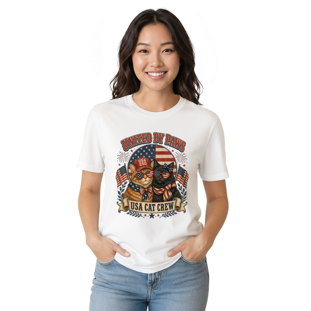 Patriotic Cat Graphic T-Shirt - Gift for Cat Lovers