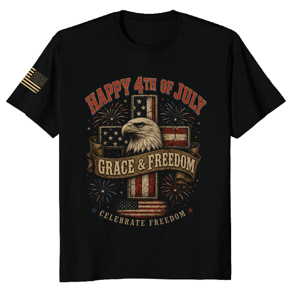 Patriotic Cross Patriot T-Shirt - Independence Day Faith Gift