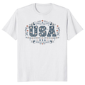 USA Floral Pattern T-Shirt - Patriotic Gift for Flower Lovers