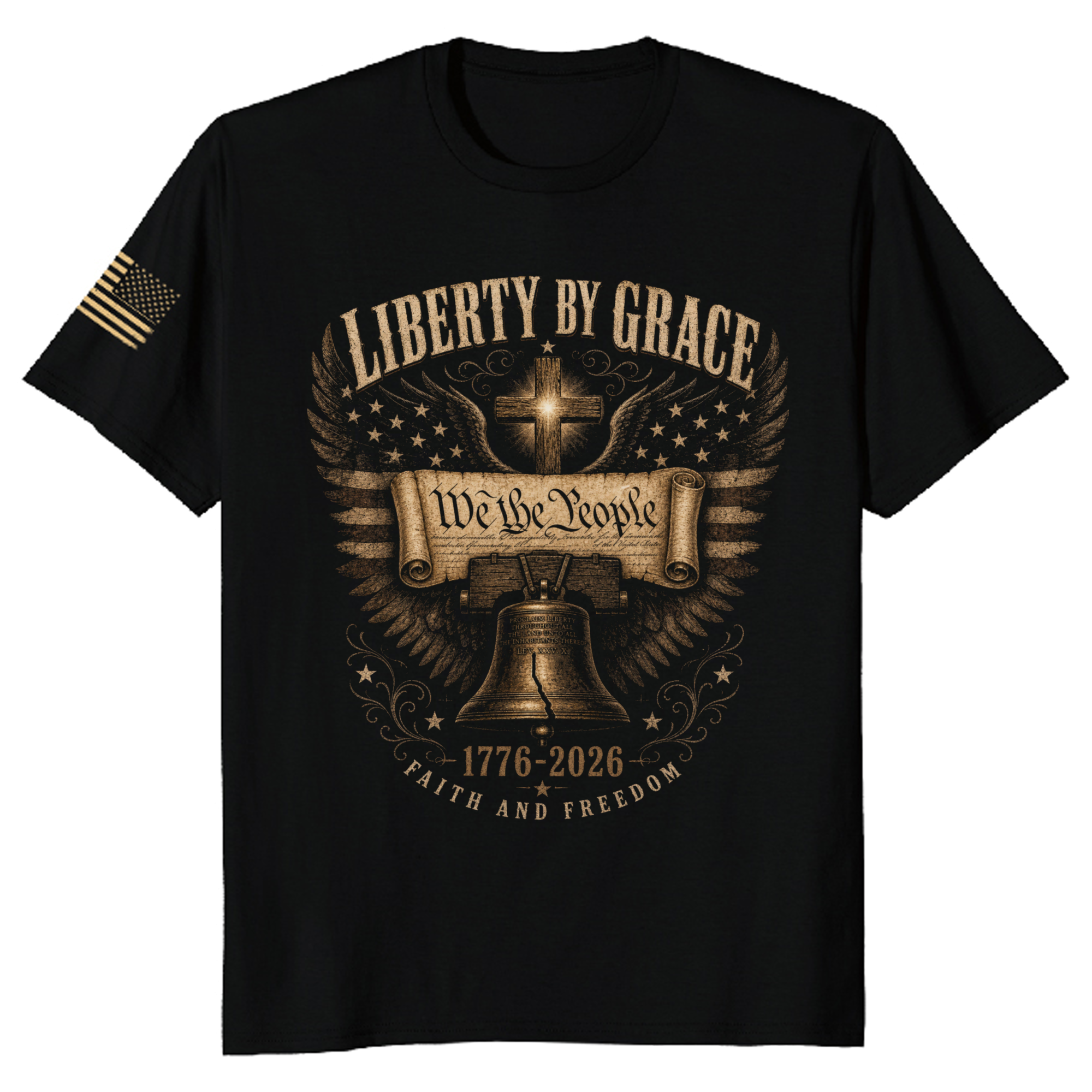 Patriotic Cross T-Shirt - Independence Day Faith Gift