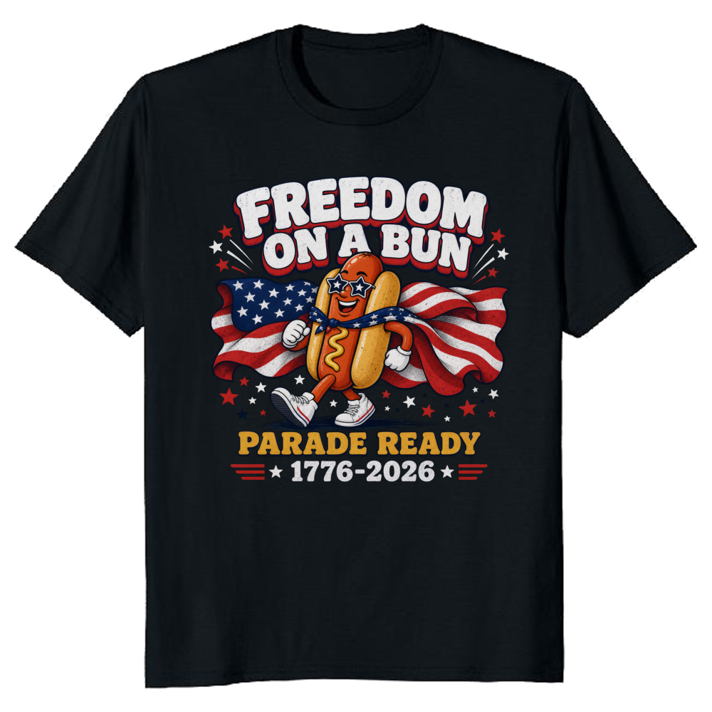 Patriotic Hot Dog T-Shirt - Gift for Fourth of July Cookouts