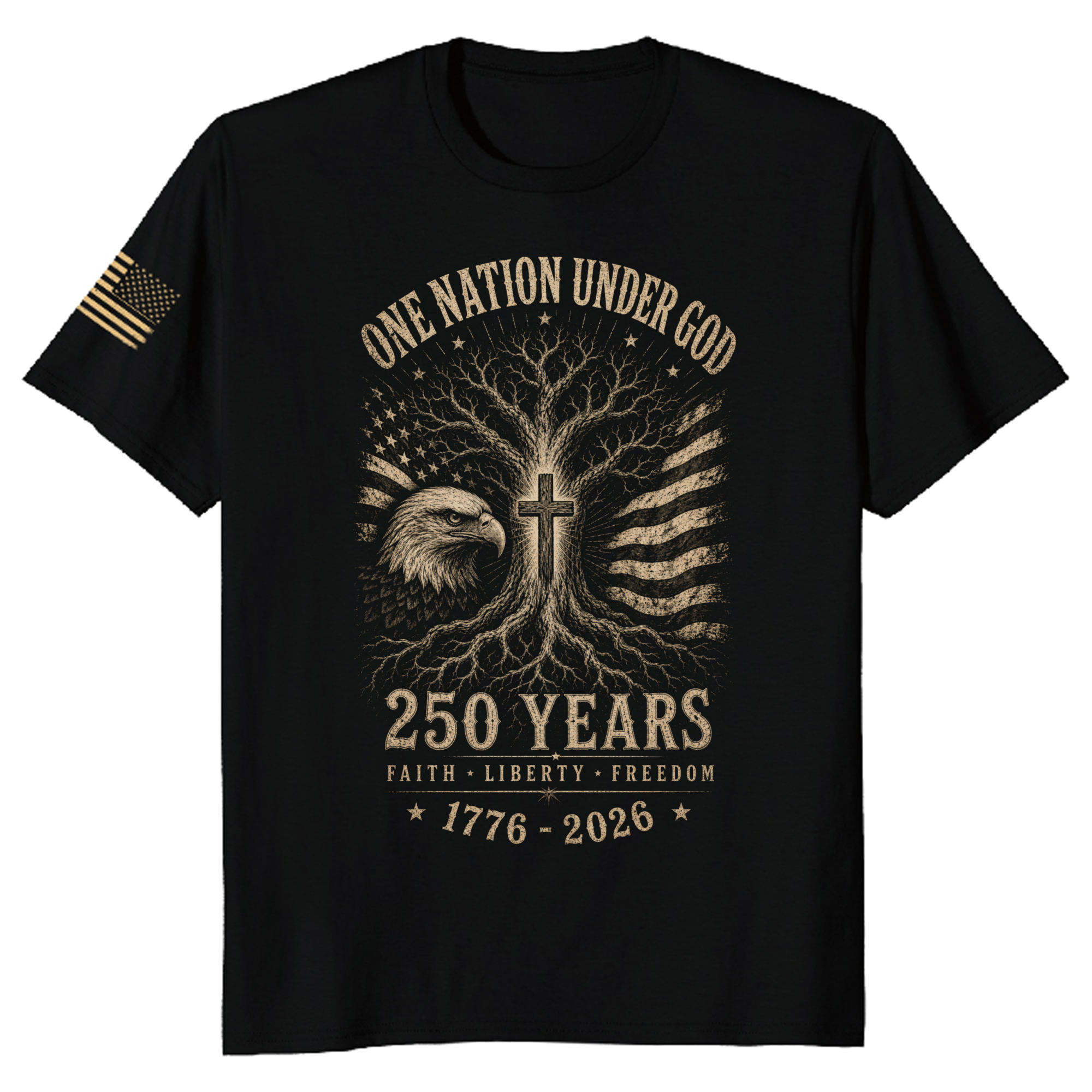 Patriotic Cross Patriot T-Shirt - Independence Day Faith Gift
