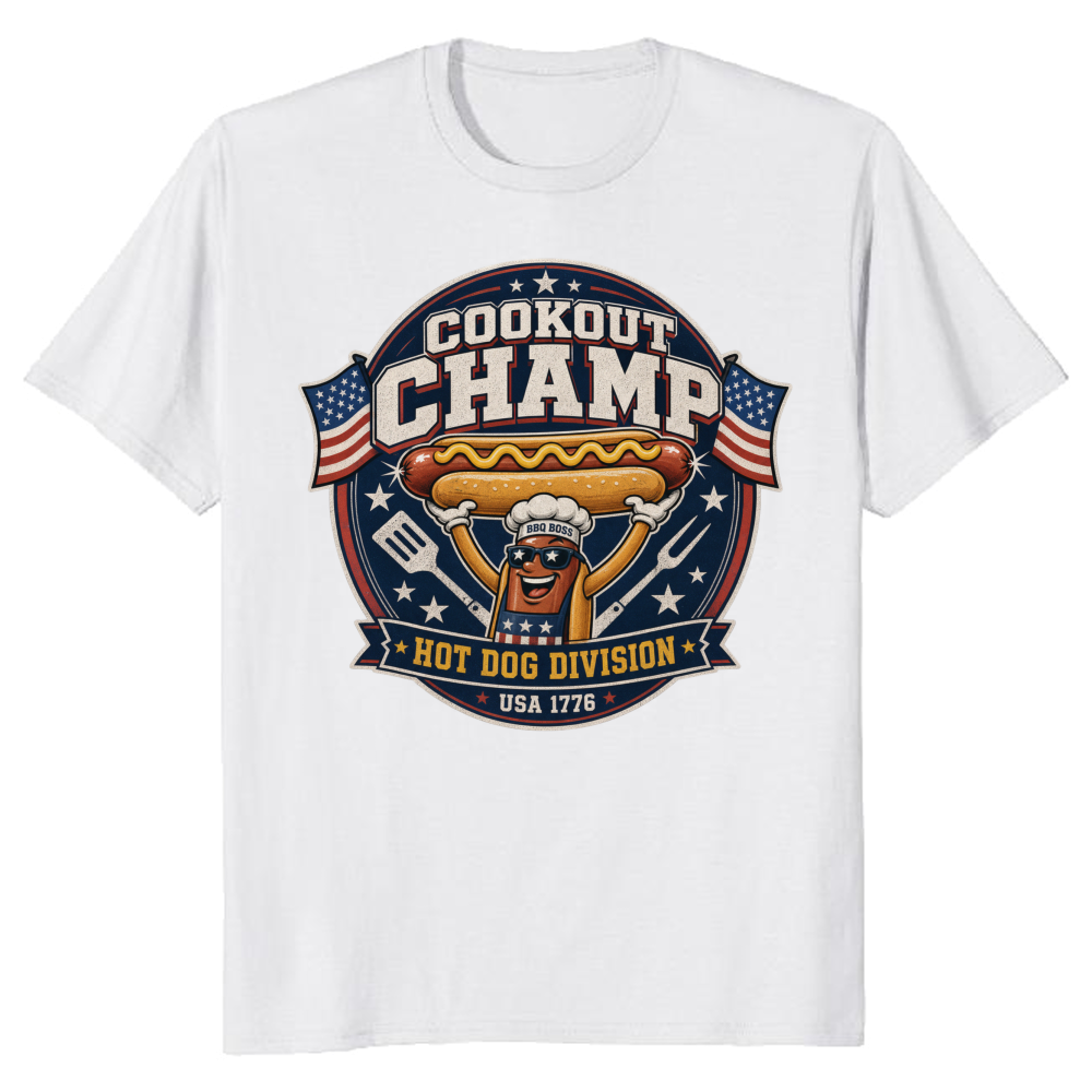Patriotic Hot Dog T-Shirt - 4th of July Cookout Gift
