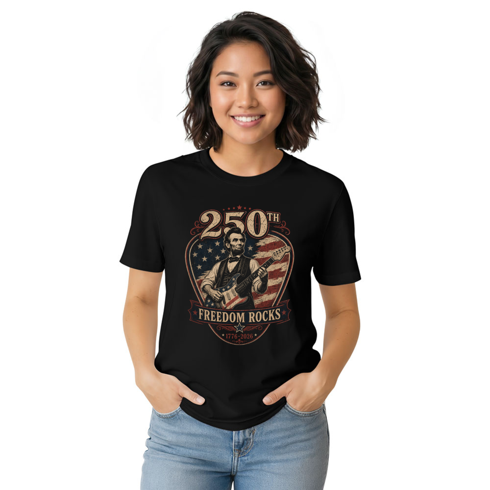 Lincoln Playing Guitar T-Shirt - Gift for Music and History Fans