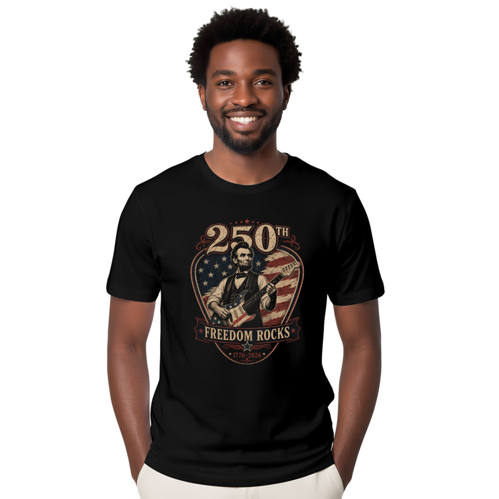 Lincoln Playing Guitar T-Shirt - Gift for Music and History Fans
