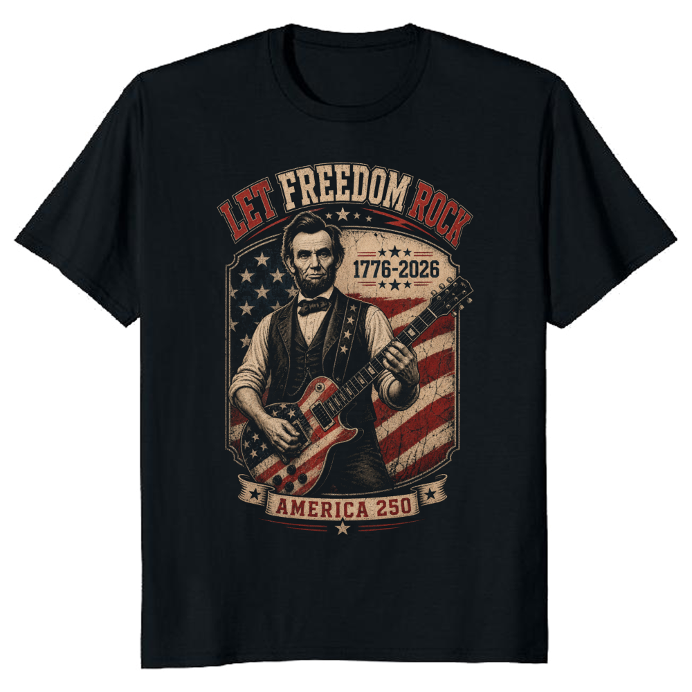 Lincoln Playing Guitar T-Shirt - Gift for Music and History Fans