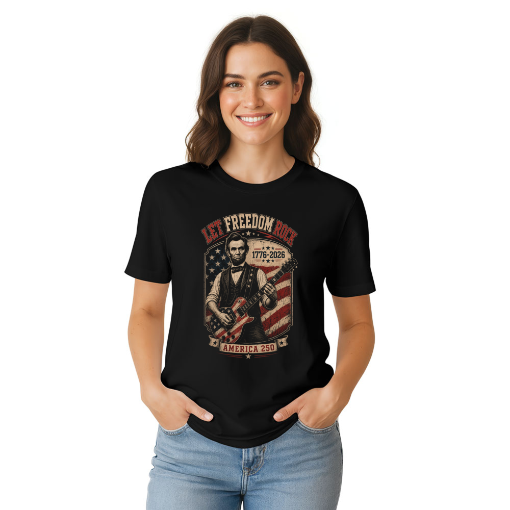 Lincoln Playing Guitar T-Shirt - Gift for Music and History Fans