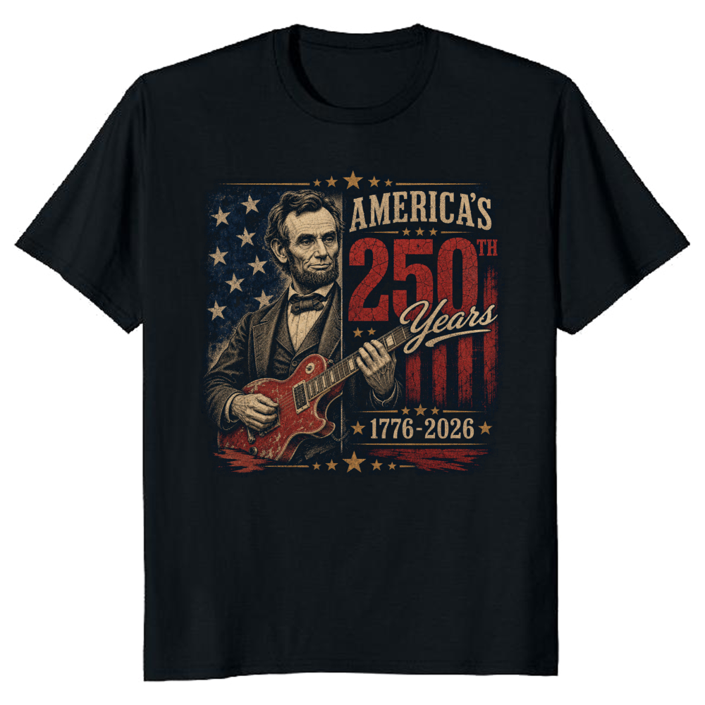 Lincoln Playing Guitar T-Shirt - Gift for Music Lovers