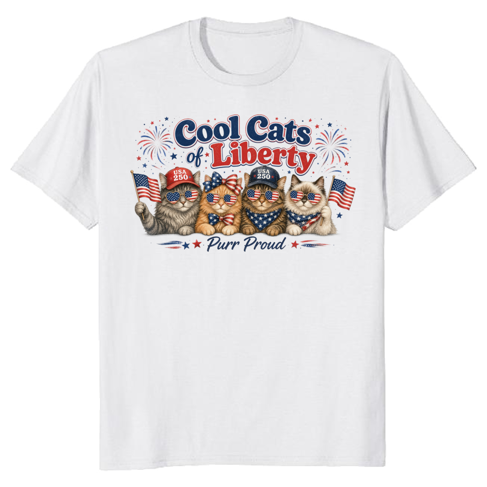 Patriotic Cat Graphic T-Shirt - Gift for Cat Lovers