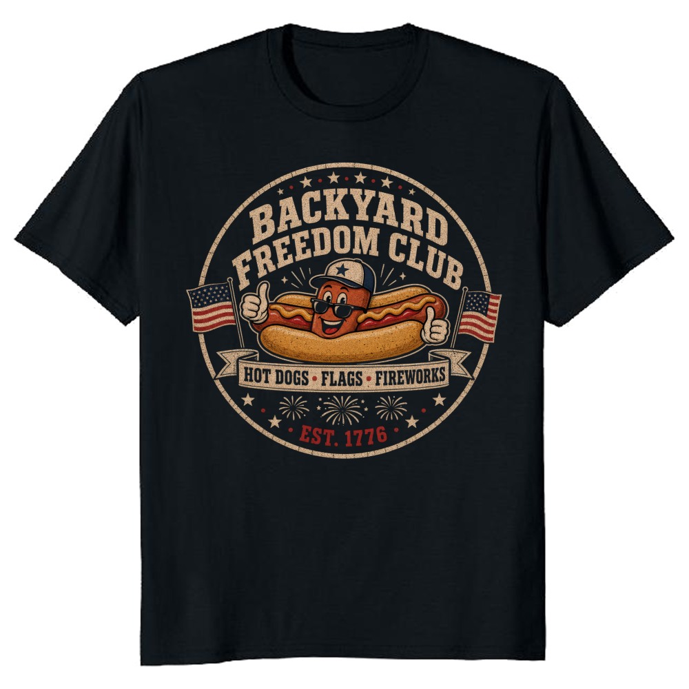 Patriotic Hot Dog Graphic T-Shirt