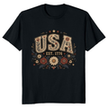 USA Botanical Flower Pattern Graphic T-Shirt