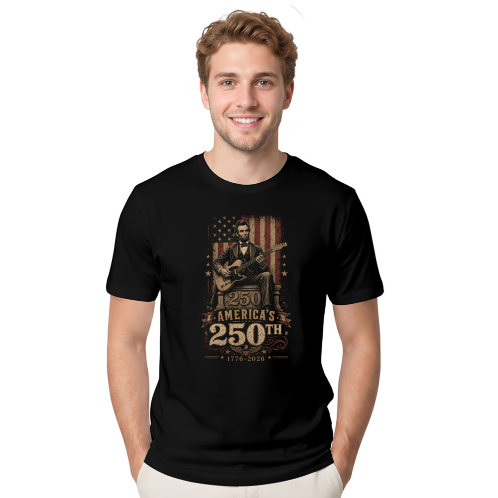 Lincoln Playing Guitar T-Shirt - Gift for History Buffs
