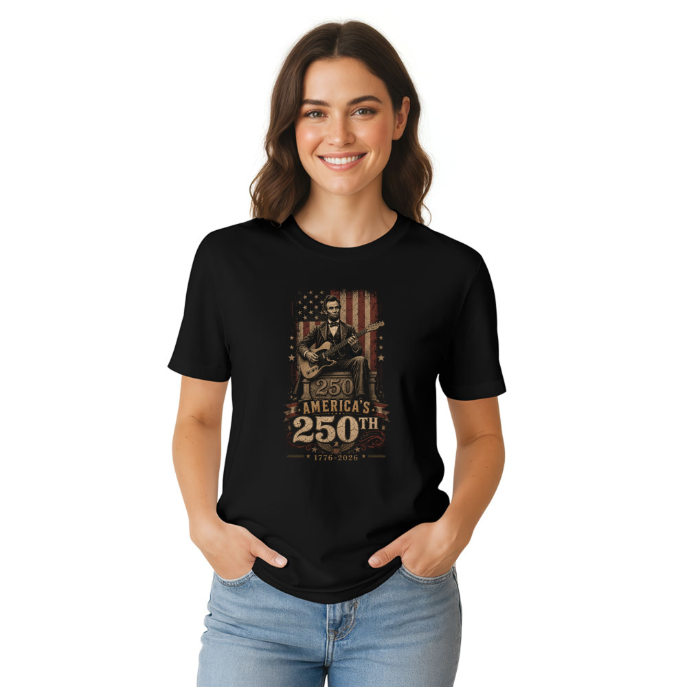 Lincoln Playing Guitar T-Shirt - Gift for History Buffs