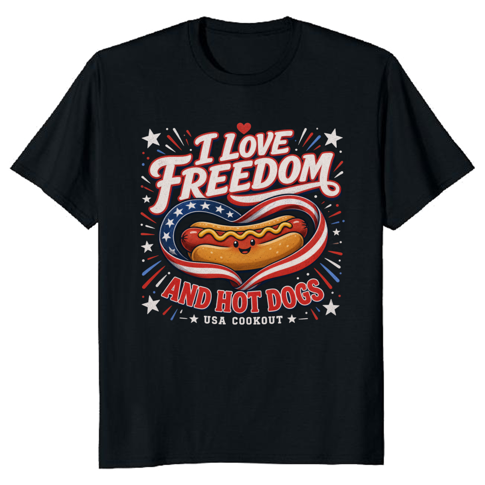 Patriotic Hot Dog Graphic T-Shirt
