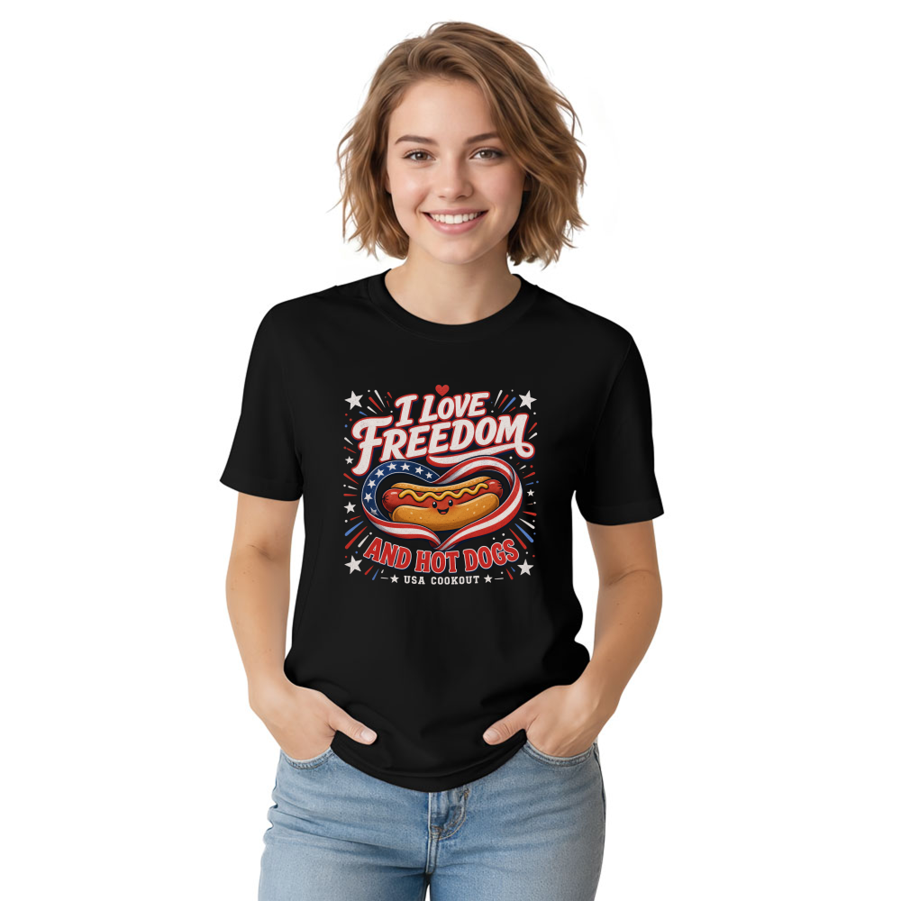 Patriotic Hot Dog T-Shirt - Gift for July 4th Cookout Fans