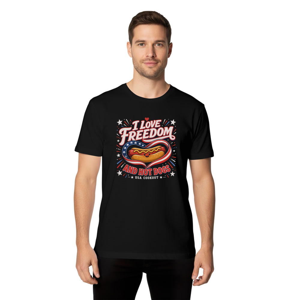 Patriotic Hot Dog Graphic T-Shirt
