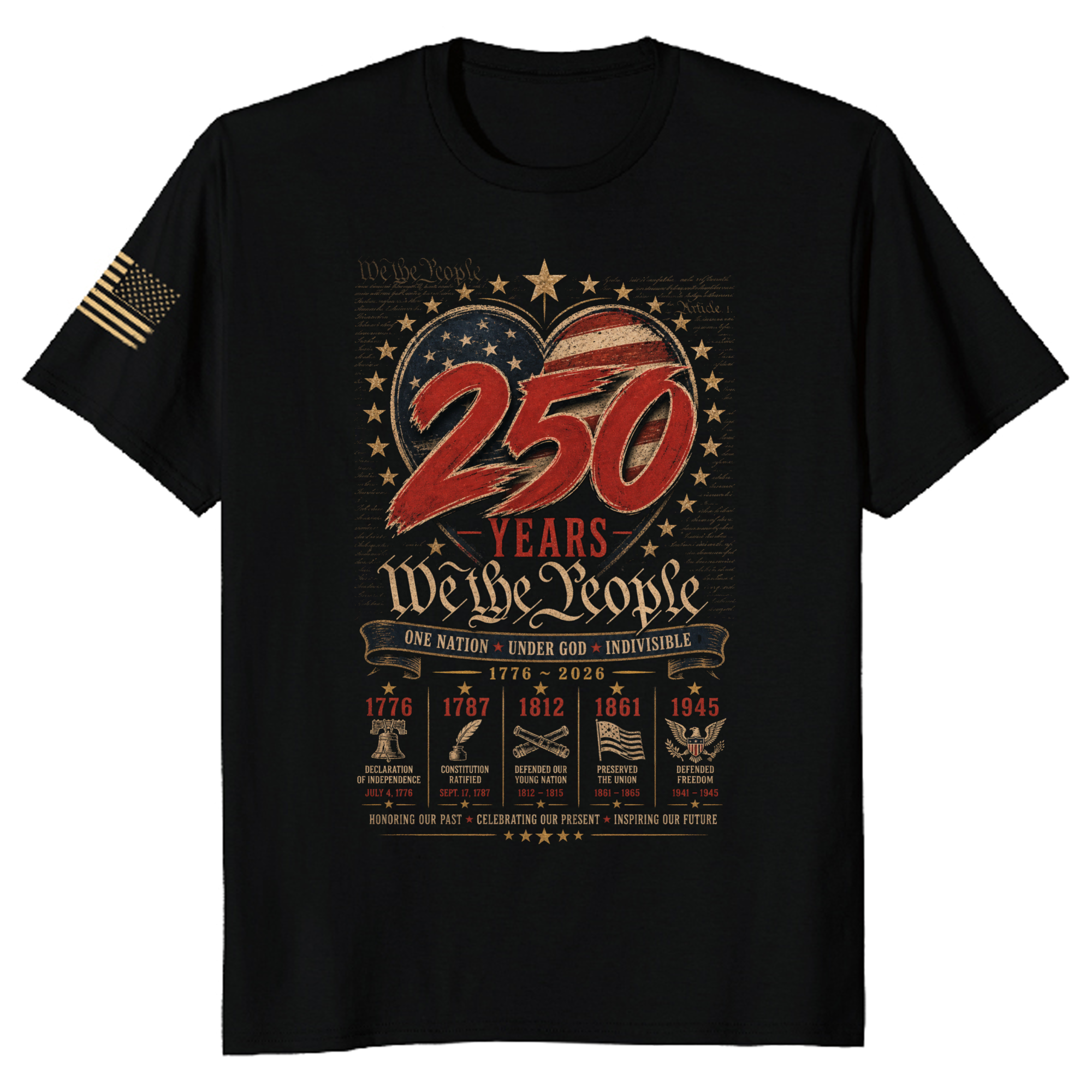 250th Anniversary Pretty Flag Patriot T-Shirt - USA 250 Celebration Gift