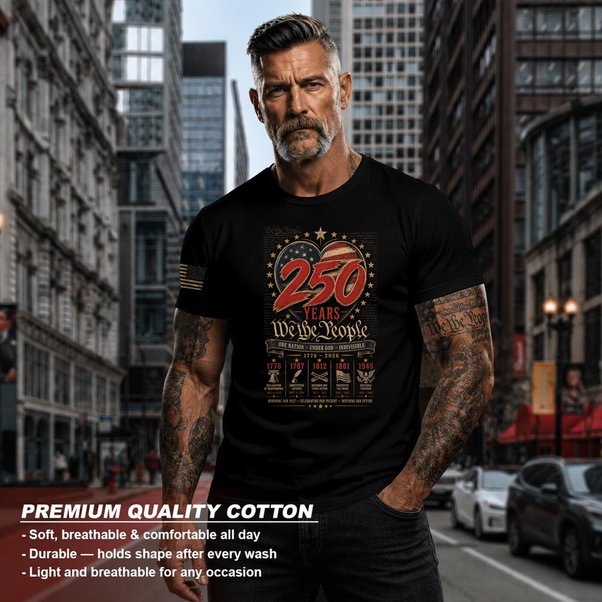 250th Anniversary Pretty Flag Patriot T-Shirt - USA 250 Celebration Gift