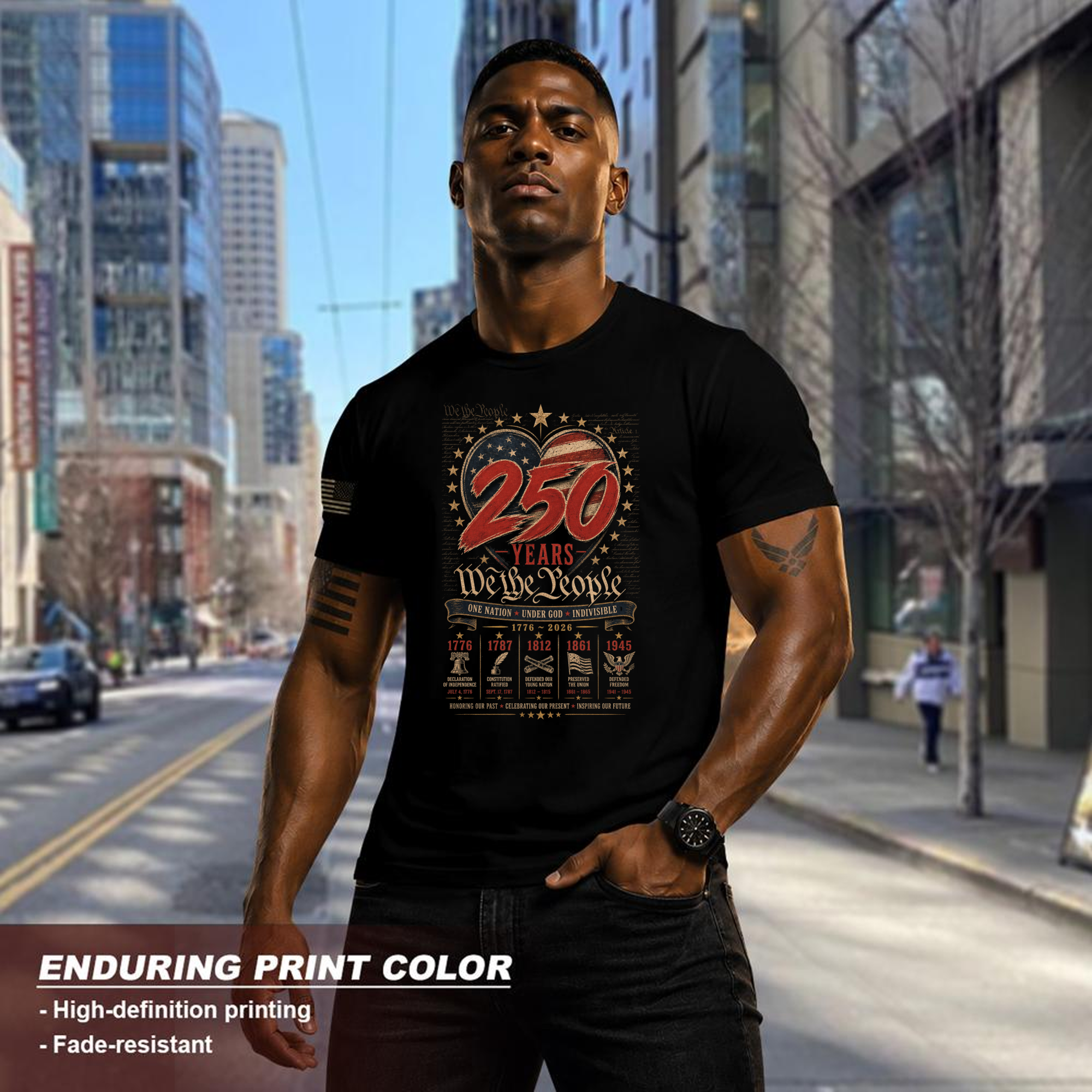 250th Anniversary Pretty Flag Patriot T-Shirt - USA 250 Celebration Gift