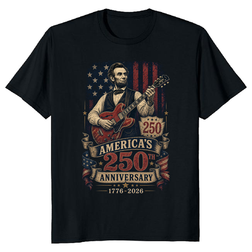 Lincoln Playing Guitar T-Shirt - Gift for History Buffs