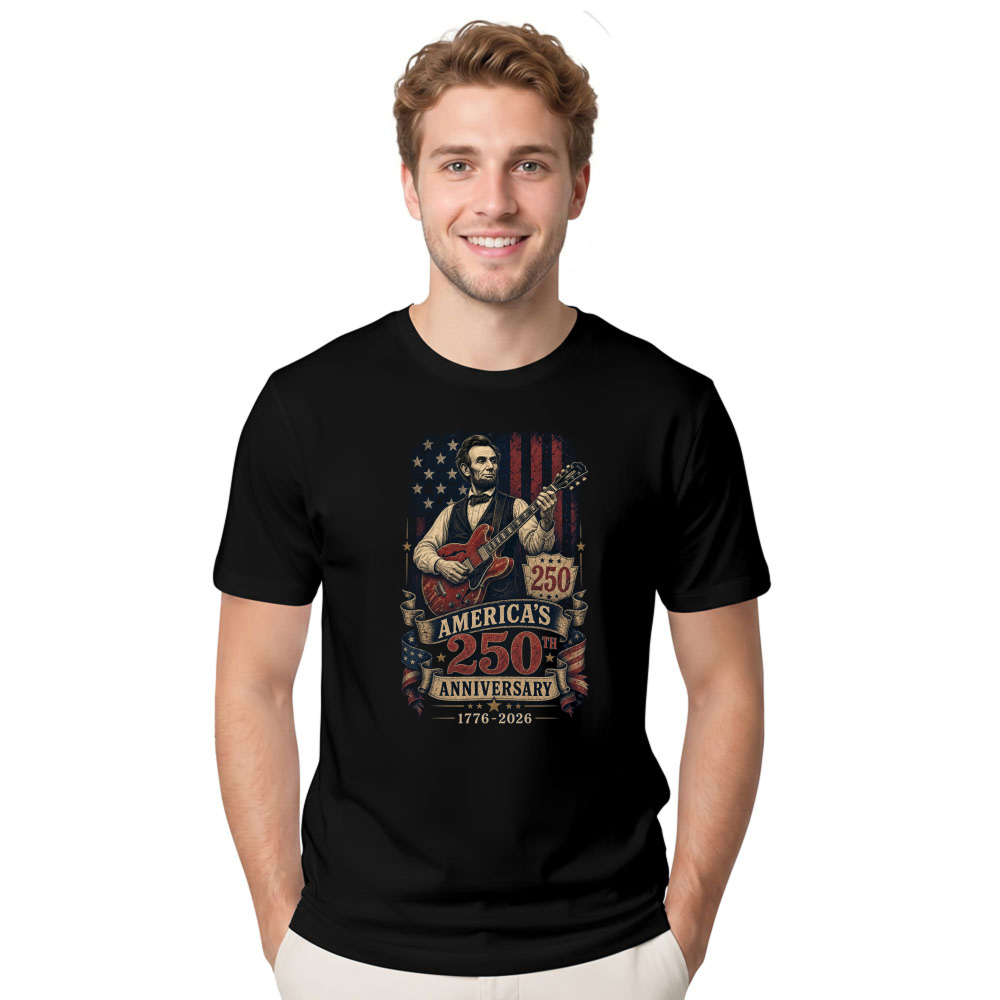 Lincoln Playing Guitar T-Shirt - Gift for History Buffs