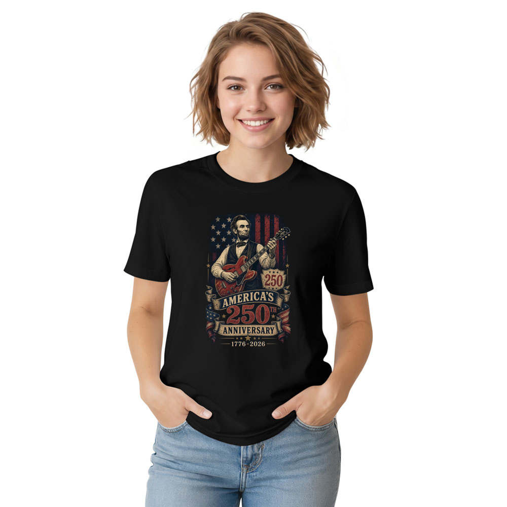 Lincoln Playing Guitar T-Shirt - Gift for History Buffs
