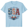 USA Flower Pattern T-Shirt - Independence Day Celebration