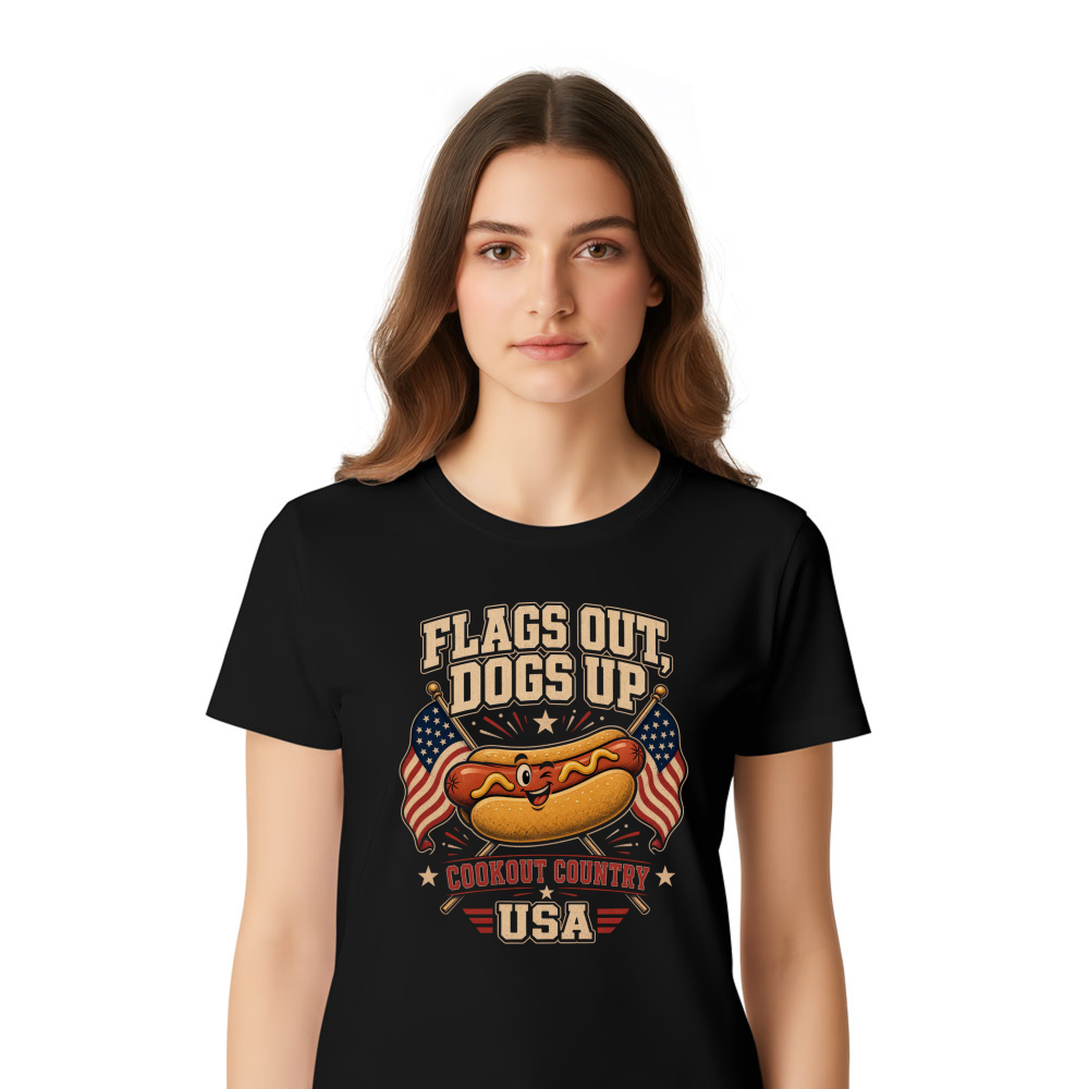 Patriotic Hot Dog Graphic T-Shirt - Gift for 4th of July Cookouts