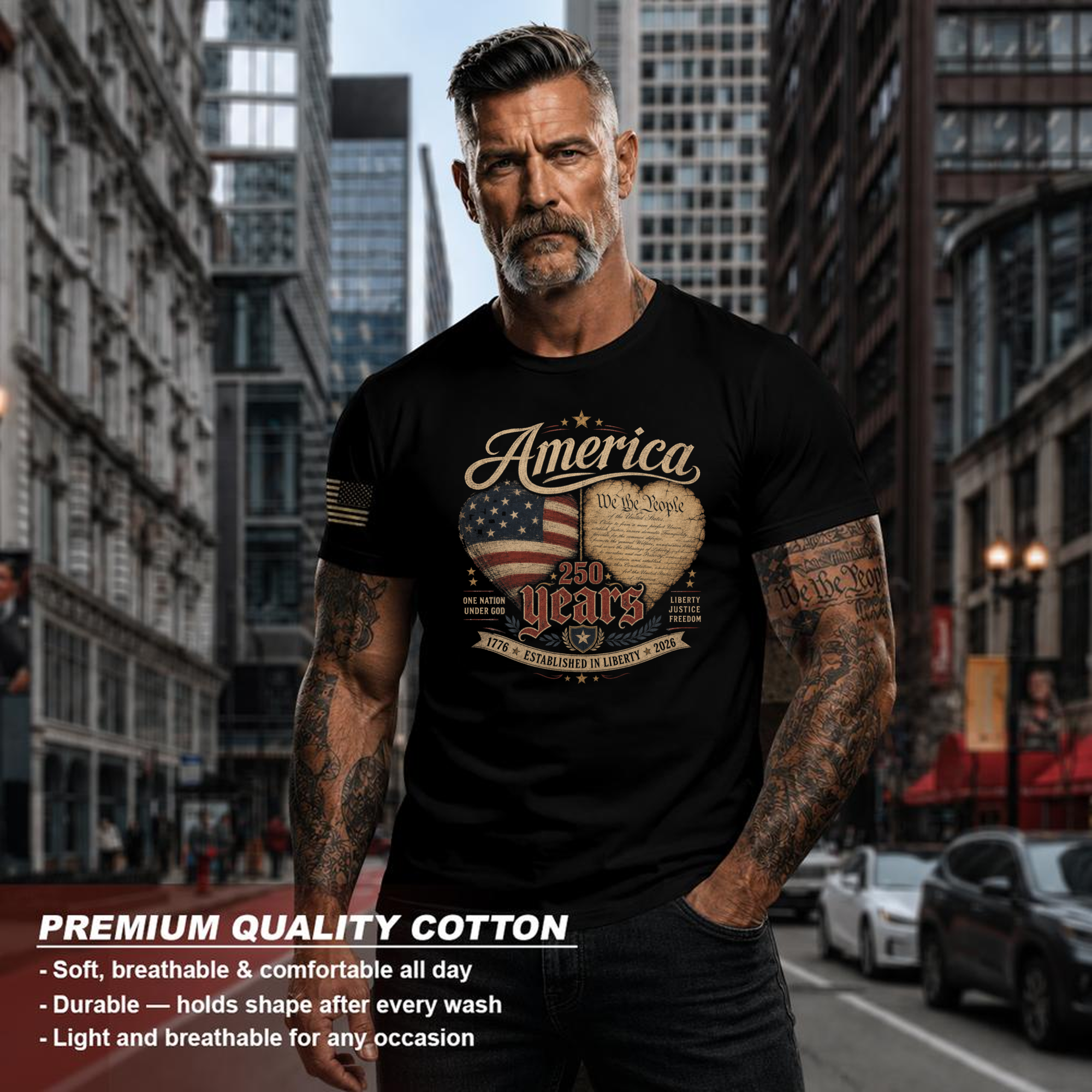 250th Anniversary Flag Patriot T-Shirt - USA 250 Celebration Gift