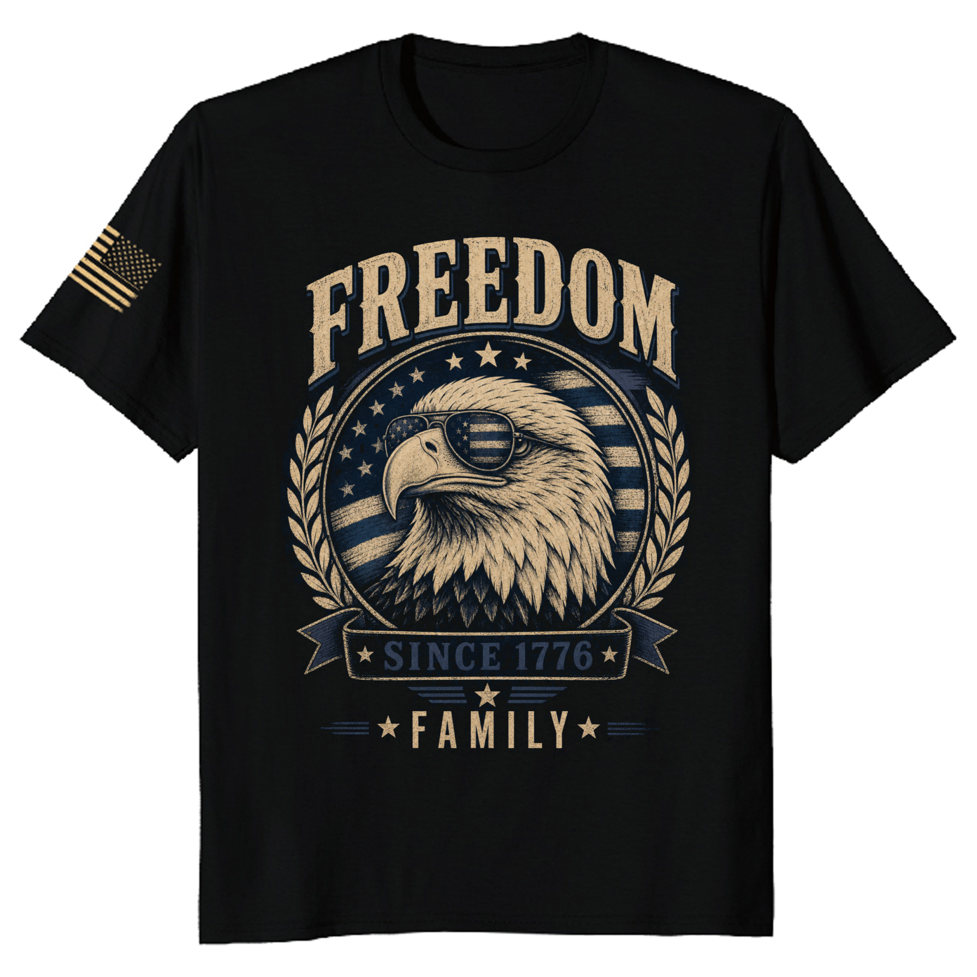 Patriotic Cool Eagles Flag Wings Graphic T-Shirt