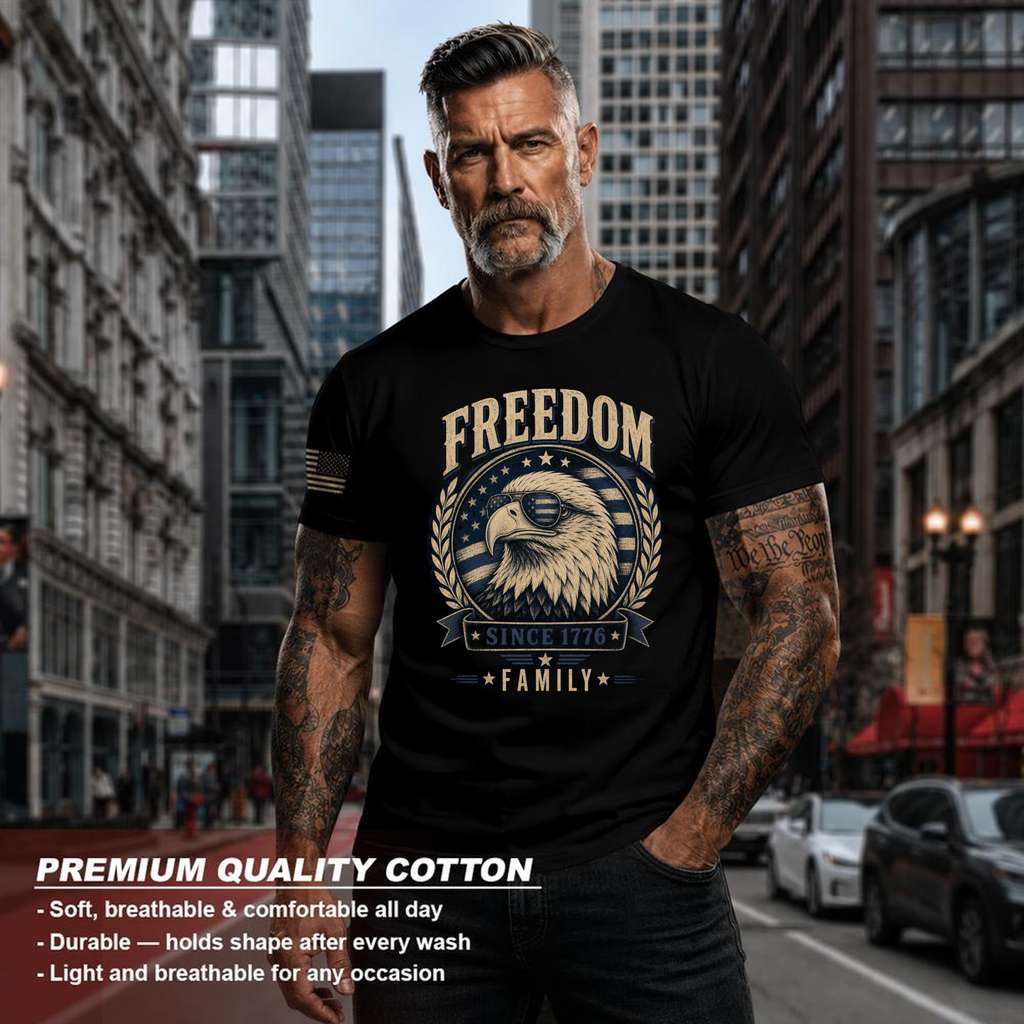 Patriotic Cool Eagles Flag Wings Graphic T-Shirt
